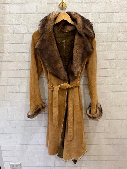 NO BRAND  Suede Lamb Leather and Fur Coat/S