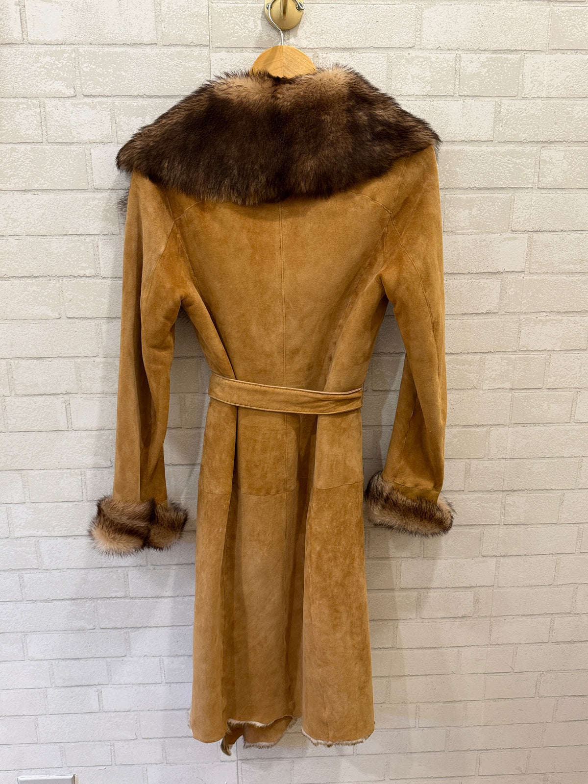 NO BRAND  Suede Lamb Leather and Fur Coat/S