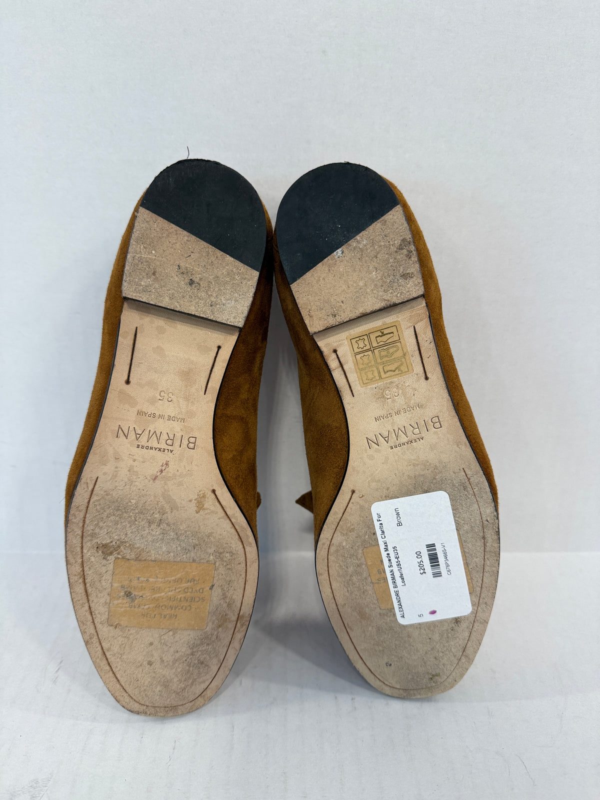 ALEXANDRE BIRMAN  Suede Maxi Clarita Fur Loafer/US5-EU35