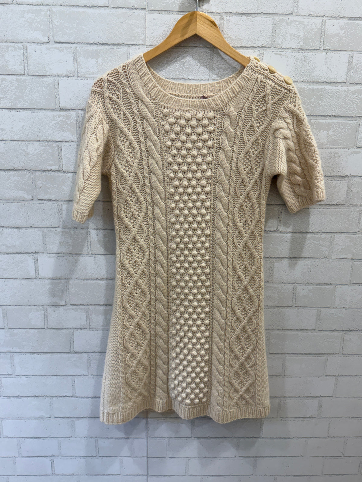 CALYPSO ST. BARTH SS Cashmere Aran Cable-Knit Mini Dress / XS