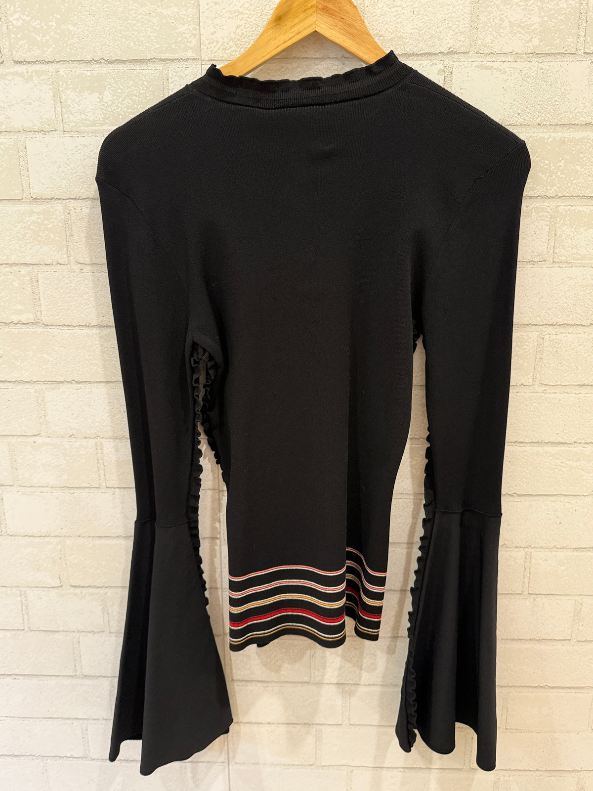 ROKSANDA  Mindoro Fluted Sleeves Ruffle Trim Ribbed Knit Sweater/M