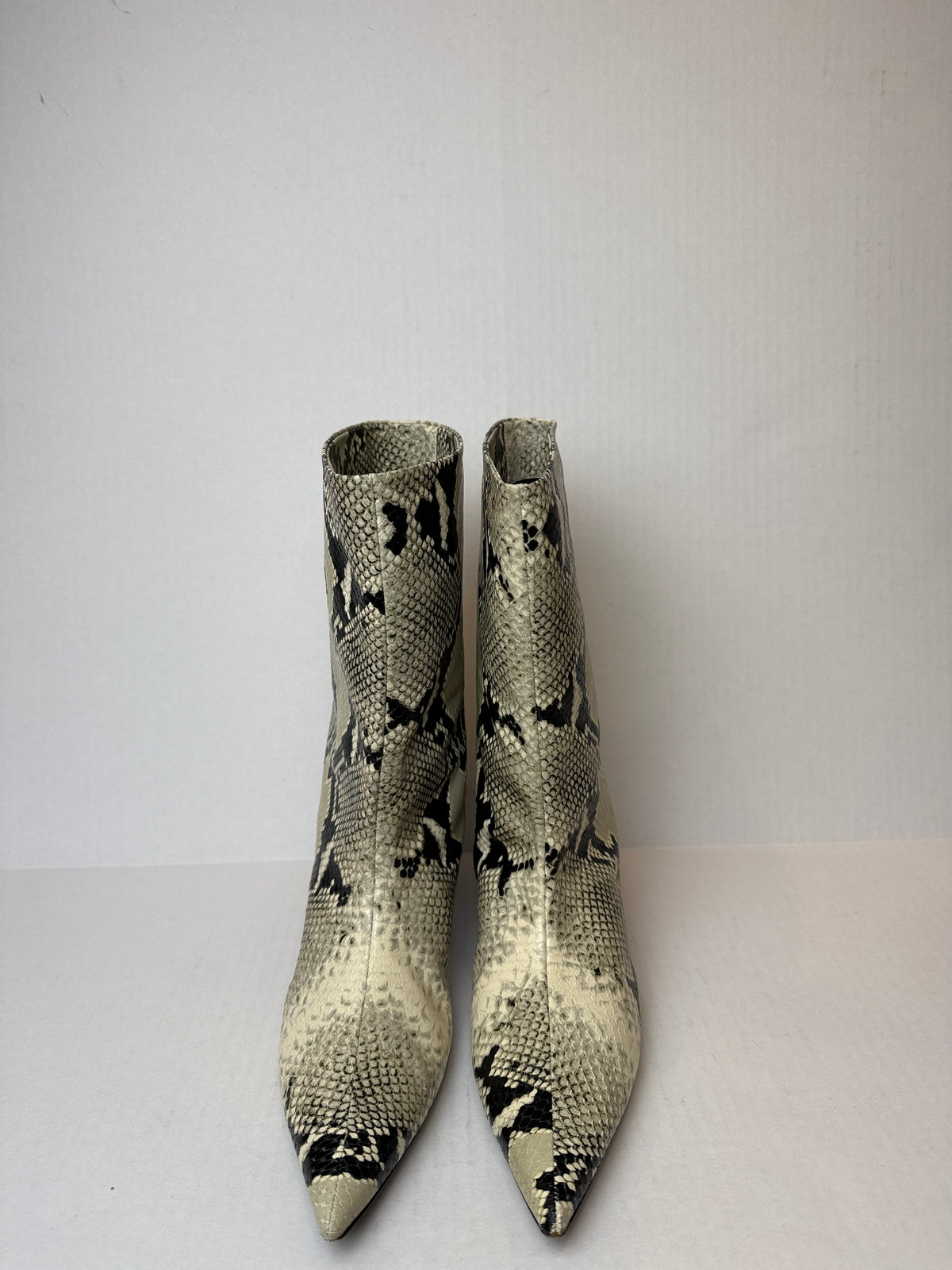 JIL SANDER Python Leather Pointed Toe  Kitty Heels Boots/US9-EU40