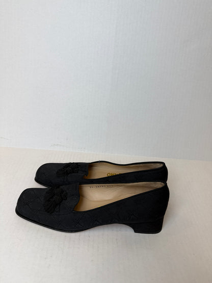FERRAGAMO Square Toe Heeled Loafers / US7.5-EU38