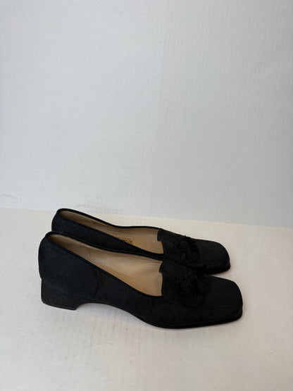 FERRAGAMO Square Toe Heeled Loafers / US7.5-EU38