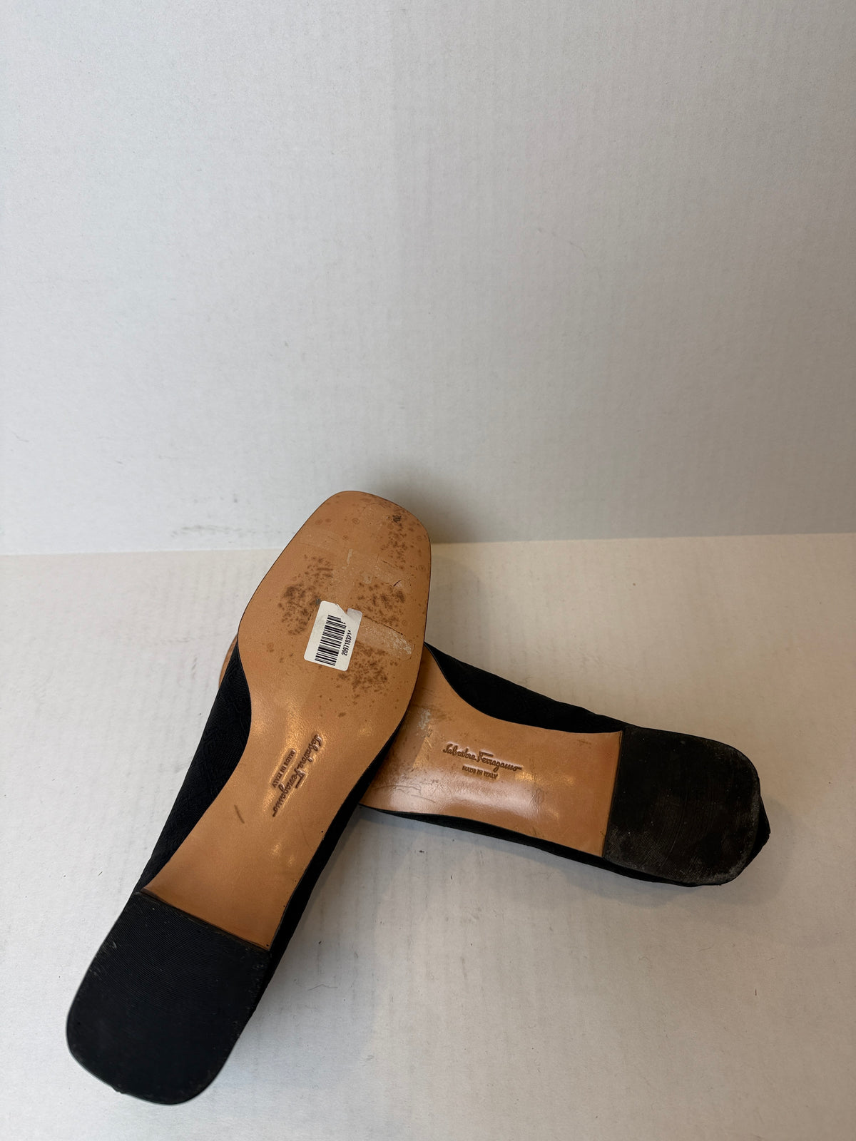 FERRAGAMO Square Toe Heeled Loafers / US7.5-EU38
