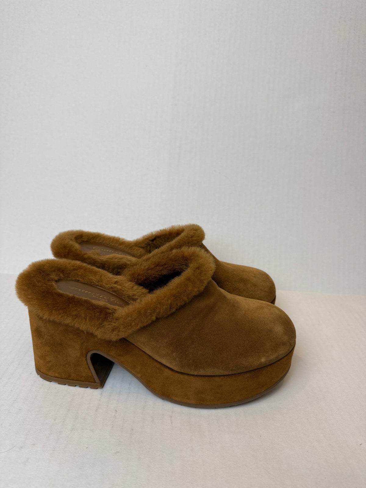 GIANVITO ROSSI Lyss Suede Platform Clogs / US5-EU36