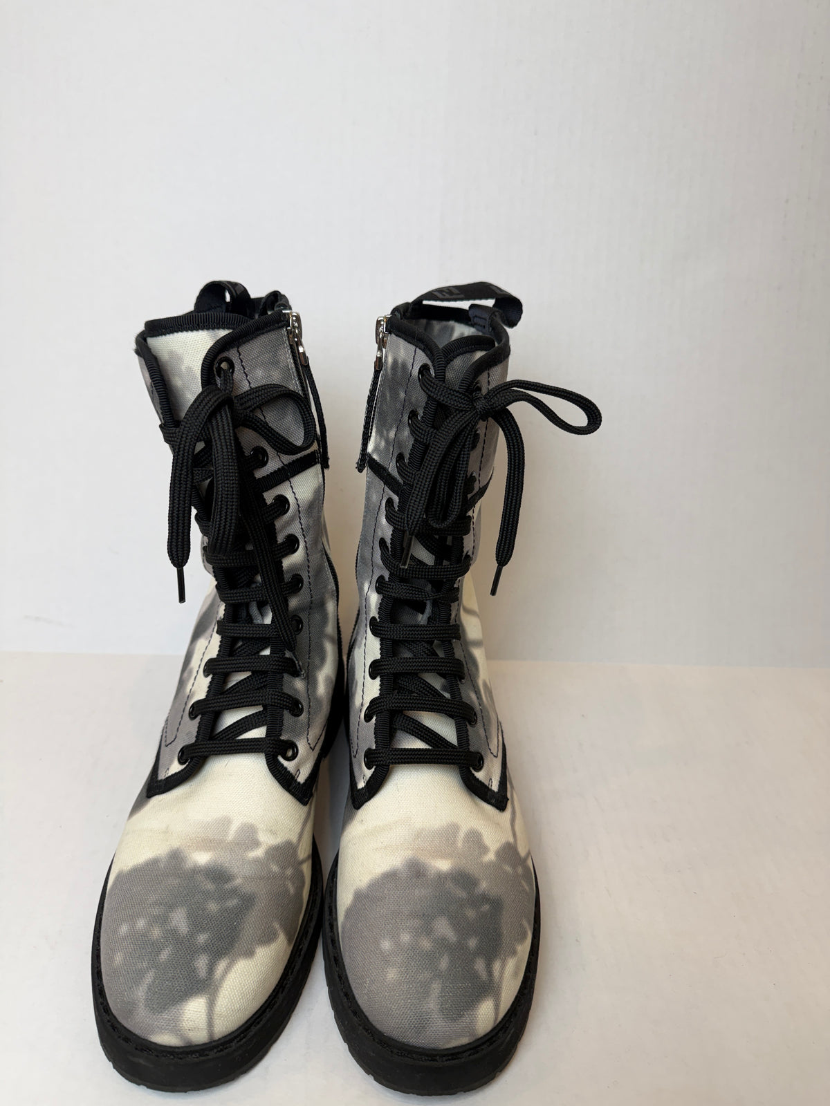 FENDI  Tie Dye Canvas Lace Up Combat Boots/US8-EU38.5