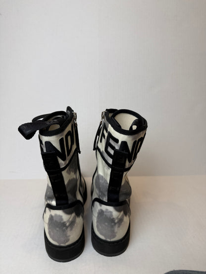 FENDI  Tie Dye Canvas Lace Up Combat Boots/US8-EU38.5