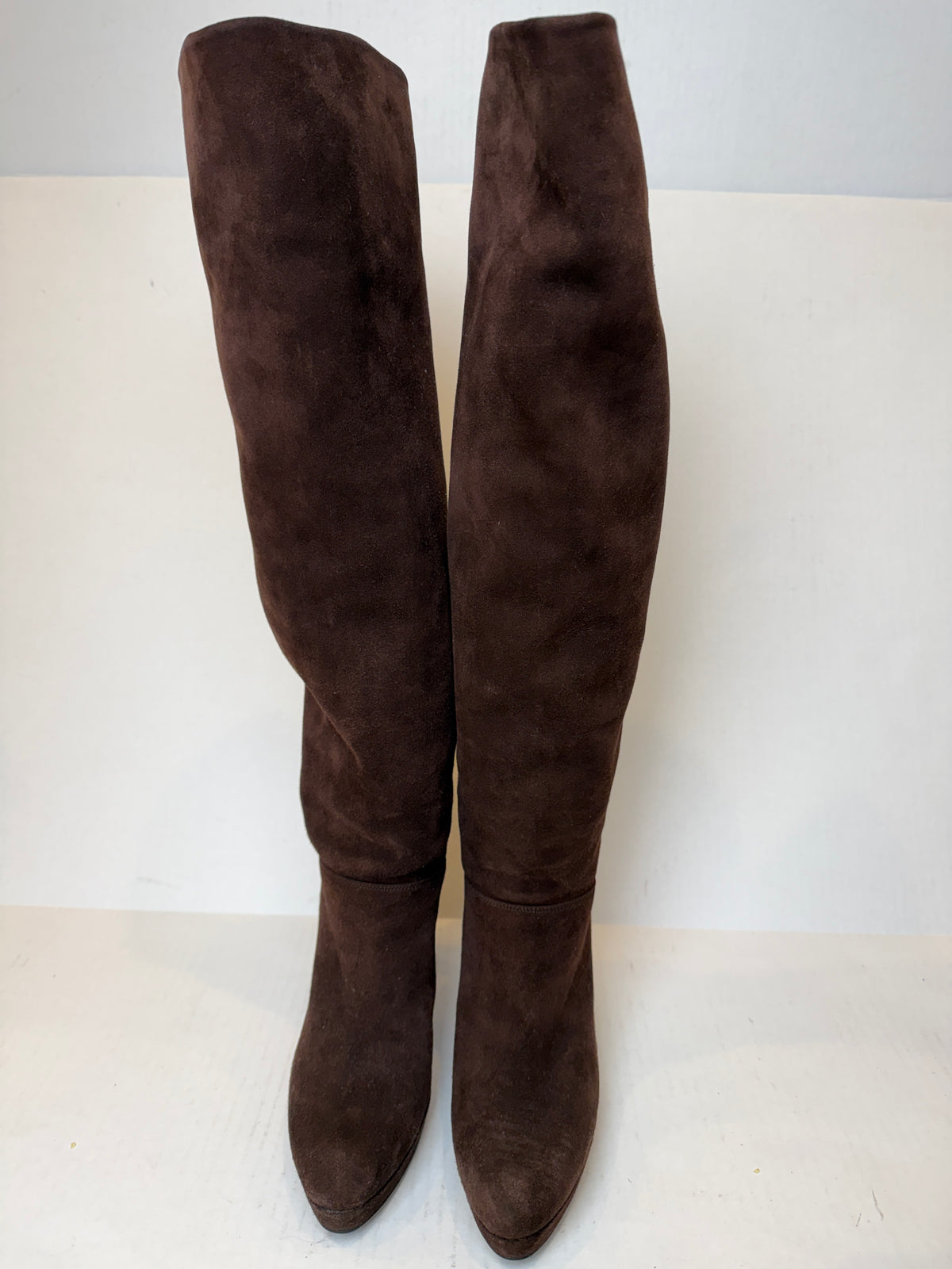 STUART WEITZMAN Knee-High Block Heel Suede Boots / 8