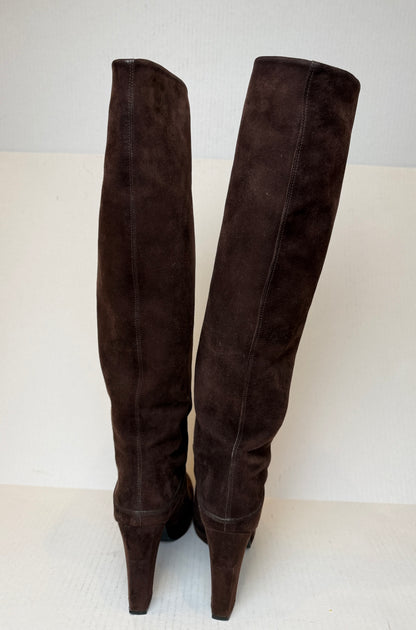 STUART WEITZMAN Knee-High Block Heel Suede Boots / 8