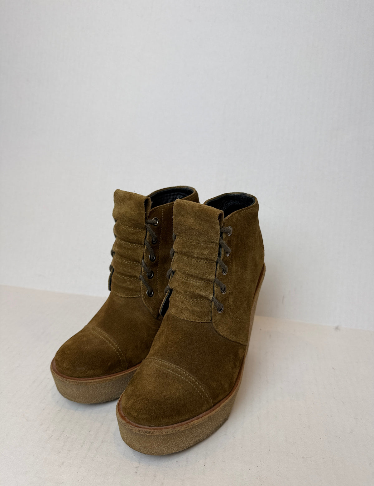 PIERRE HARDY Suede Lace Up Wedge Boots/ US7-EU37