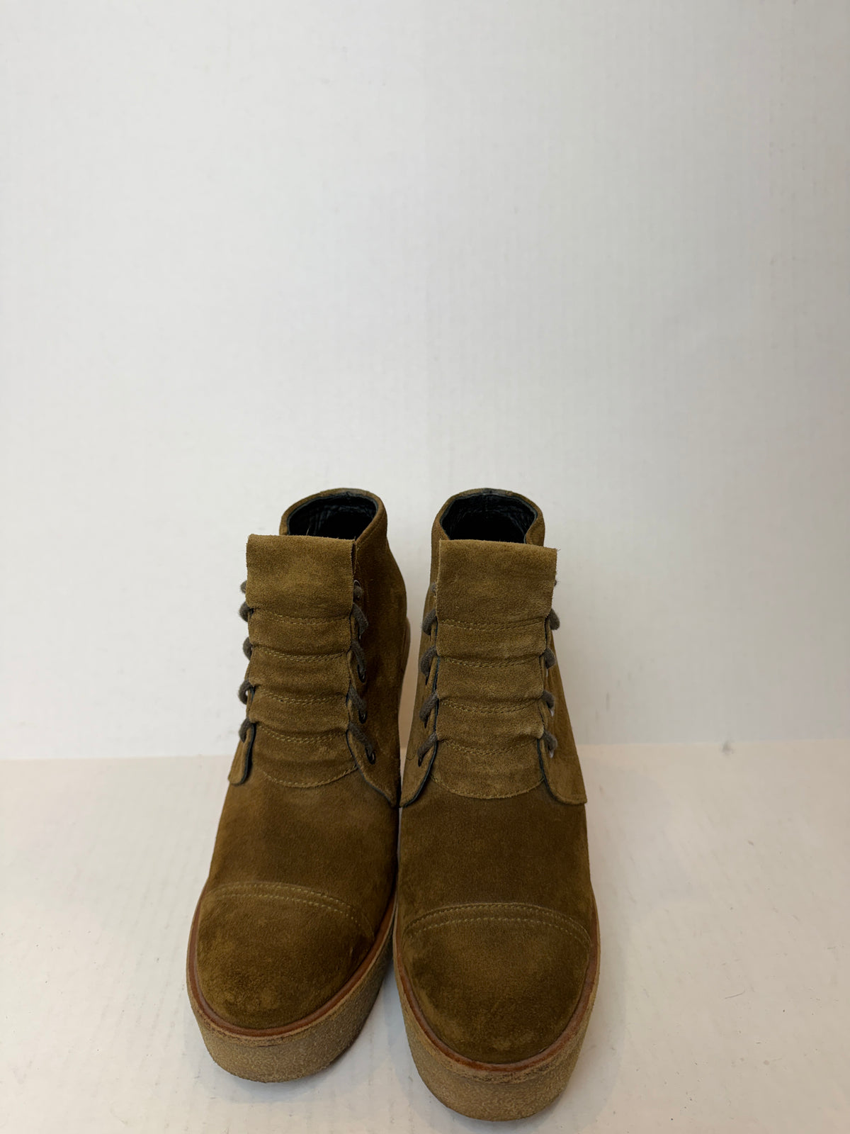 PIERRE HARDY Suede Lace Up Wedge Boots/ US7-EU37