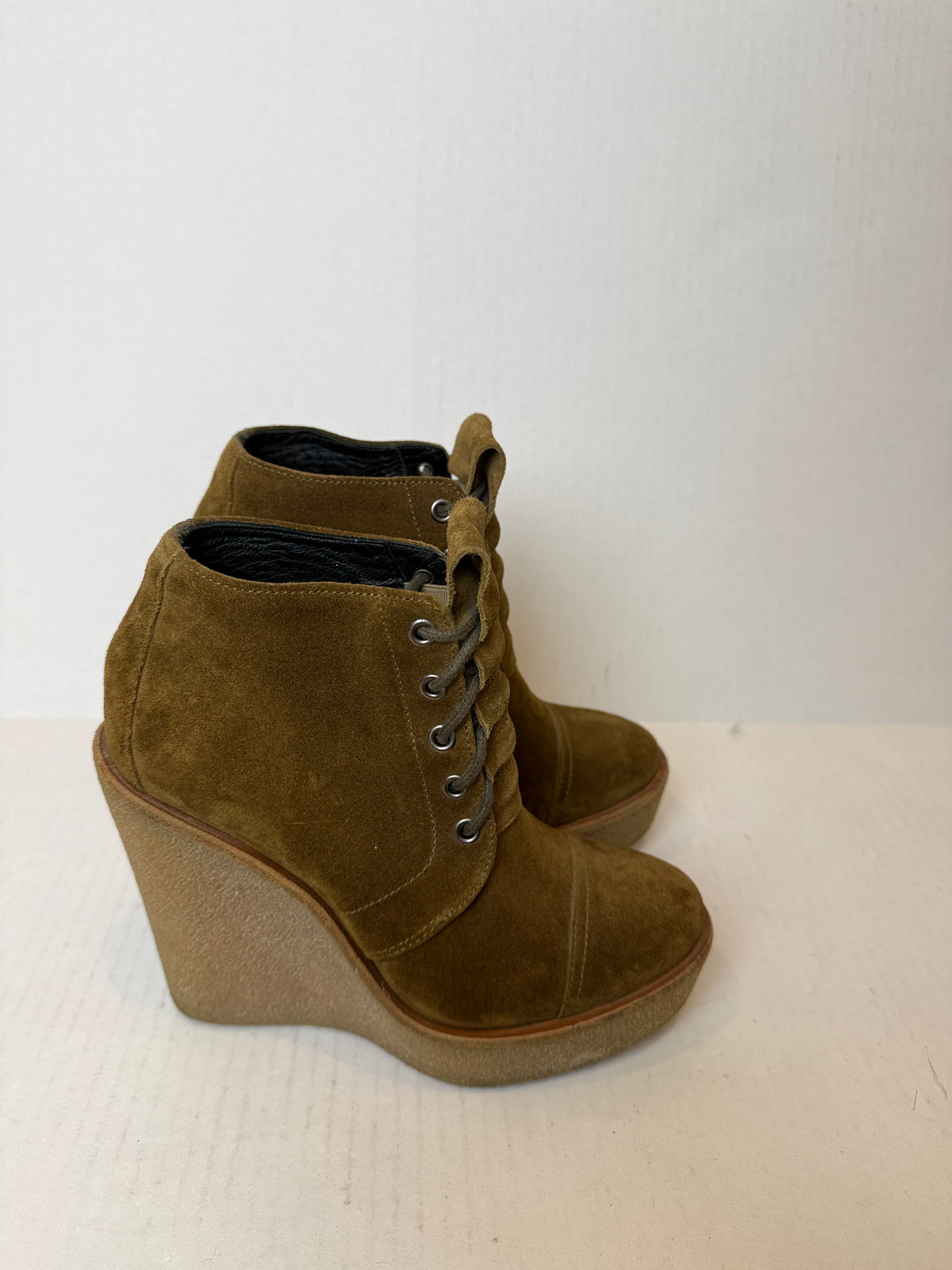 PIERRE HARDY Suede Lace Up Wedge Boots/ US7-EU37