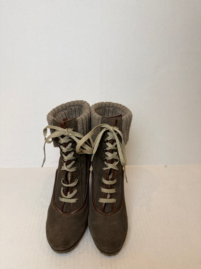 CHLOE Suede Lace Up Wedge Ankle Boots/US7-EU37