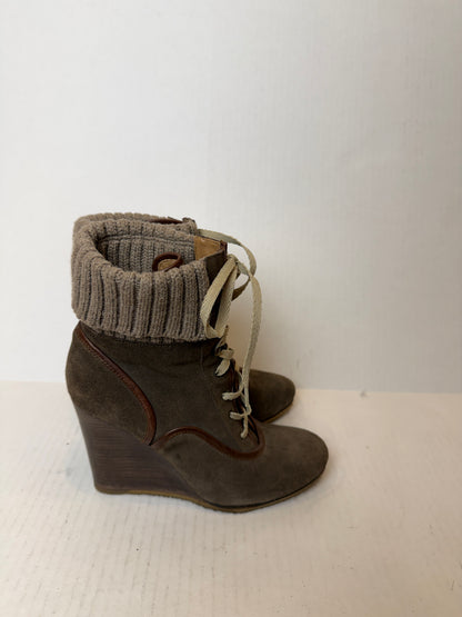 CHLOE Suede Lace Up Wedge Ankle Boots/US7-EU37
