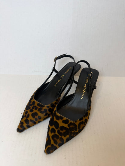 STUART WEITZMAN Vinnie 50 Leopard Print Calf Hair Sling Back Pump / US6.5-EU37.5