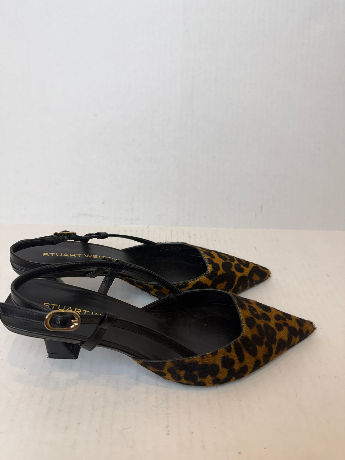 STUART WEITZMAN Vinnie 50 Leopard Print Calf Hair Sling Back Pump / US6.5-EU37.5