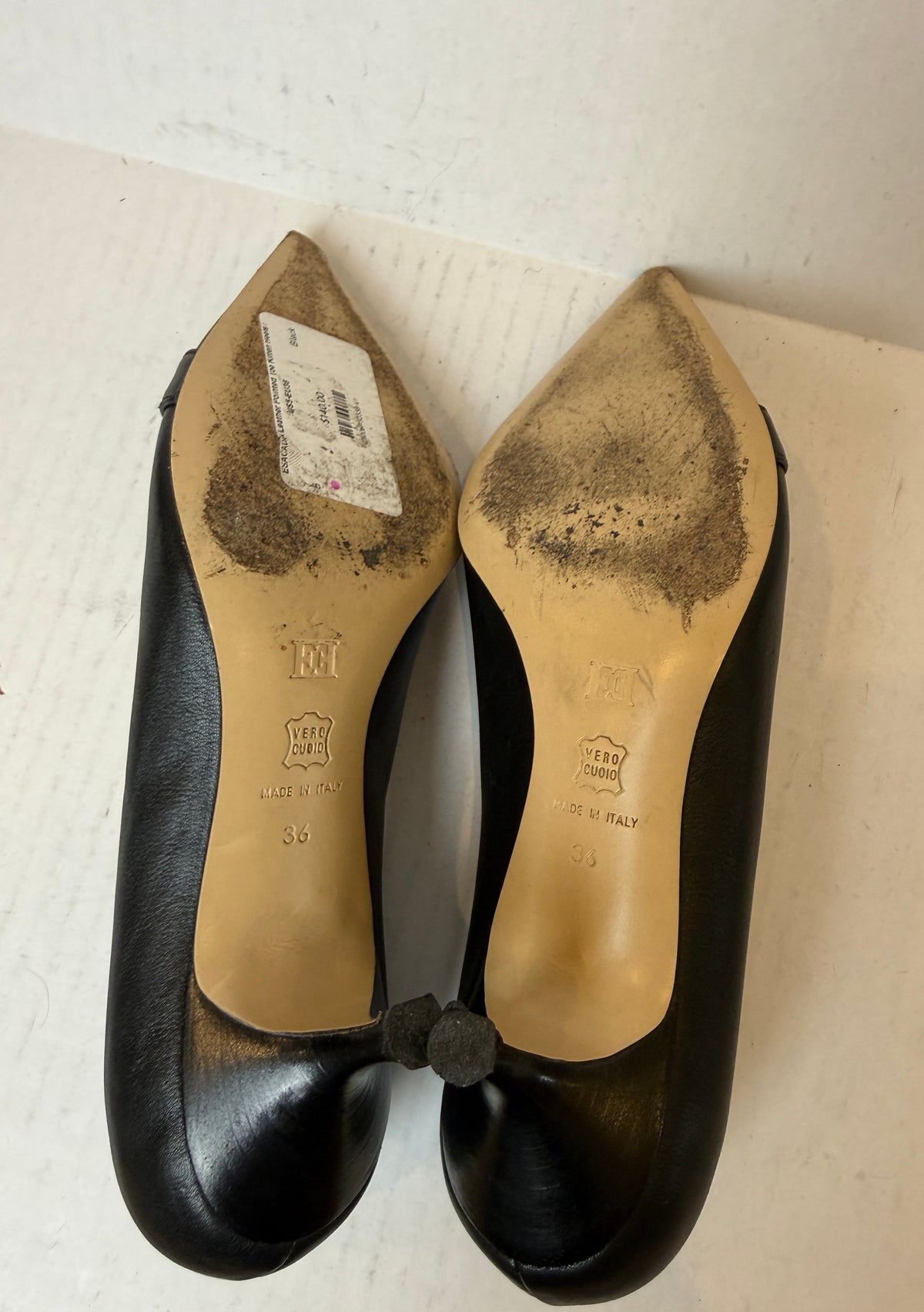 ESACADA Leather Pointed Toe Kitten Heels / US5-EU36