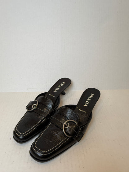 PRADA Madras Pesante Kitten Heels Mules / US9-EU39.5