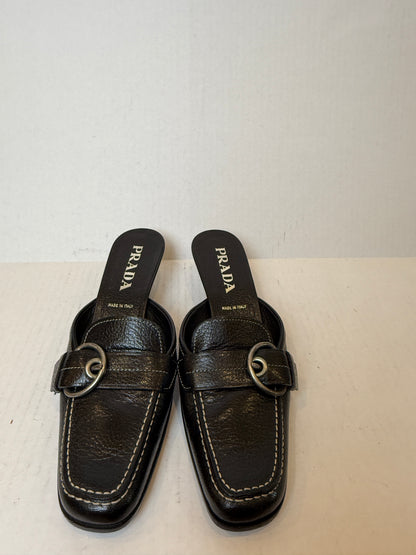 PRADA Madras Pesante Kitten Heels Mules / US9-EU39.5