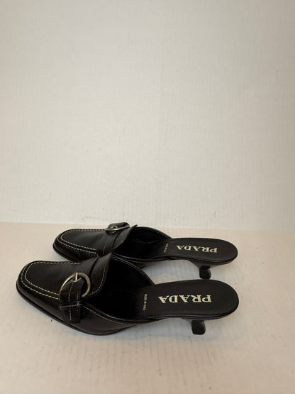 PRADA Madras Pesante Kitten Heels Mules / US9-EU39.5