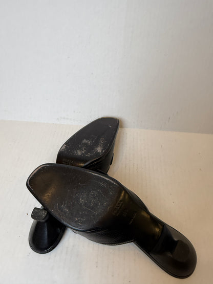PRADA Madras Pesante Kitten Heels Mules / US9-EU39.5
