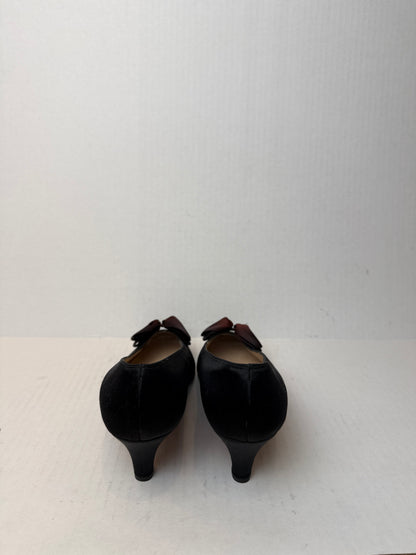 MARIO of FLORENCE  Satin Kitty Heels With Bow Pumps/US9-EU40
