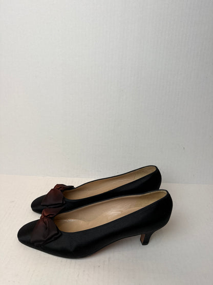 MARIO of FLORENCE  Satin Kitty Heels With Bow Pumps/US9-EU40