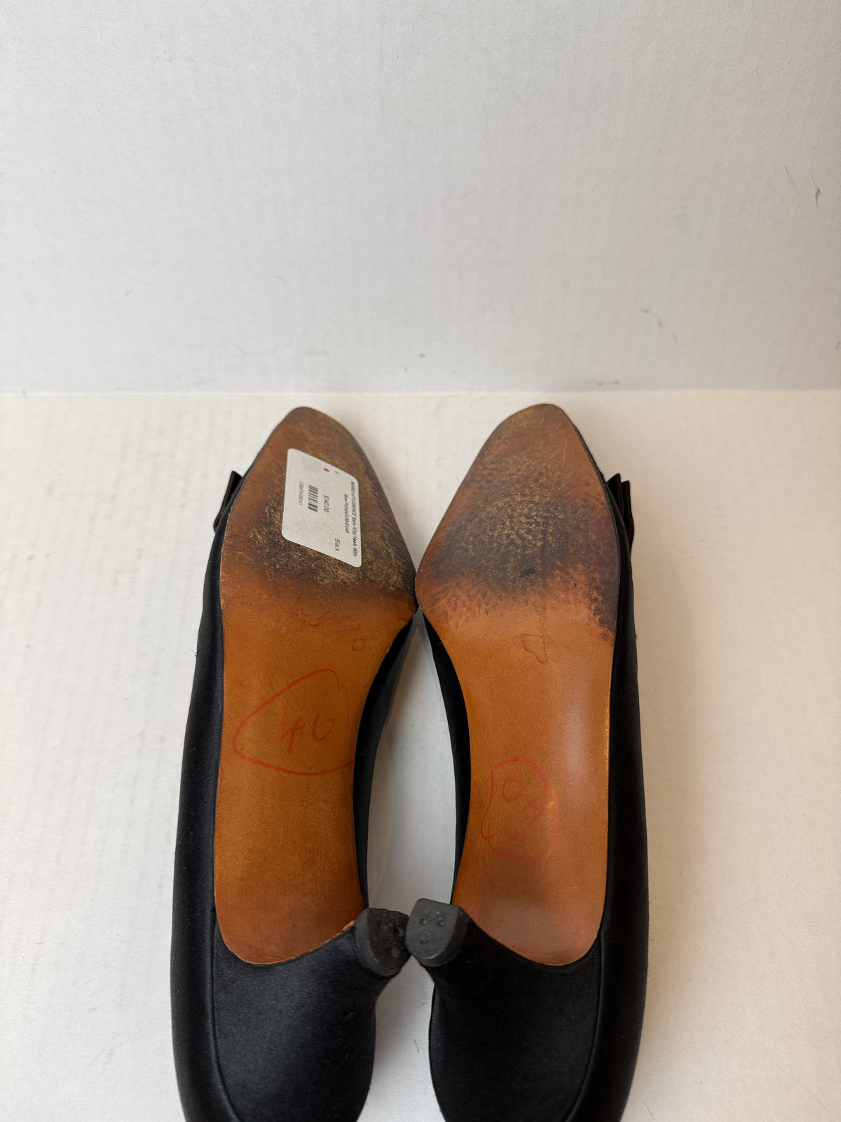 MARIO of FLORENCE  Satin Kitty Heels With Bow Pumps/US9-EU40