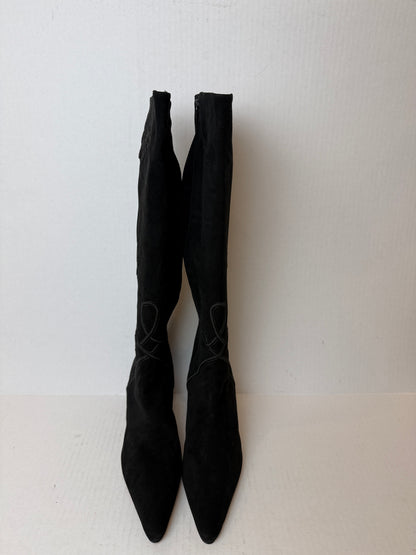 MANOLO BLAHNIK  NWT Suede Leather Brocade Pointed Toe High Boots/US9-EU40