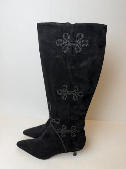 MANOLO BLAHNIK  NWT Suede Leather Brocade Pointed Toe High Boots/US9-EU40