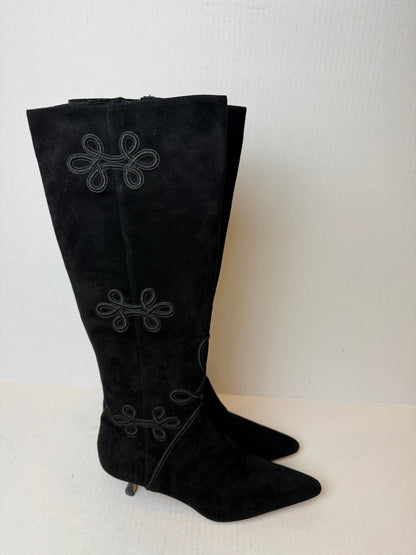 MANOLO BLAHNIK  NWT Suede Leather Brocade Pointed Toe High Boots/US9-EU40