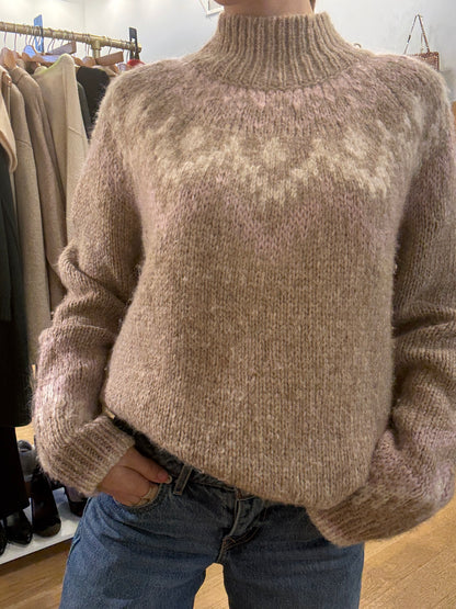 THEORY Roblynda Fair Isle Alpaca Blend Mock Neck Sweater / S