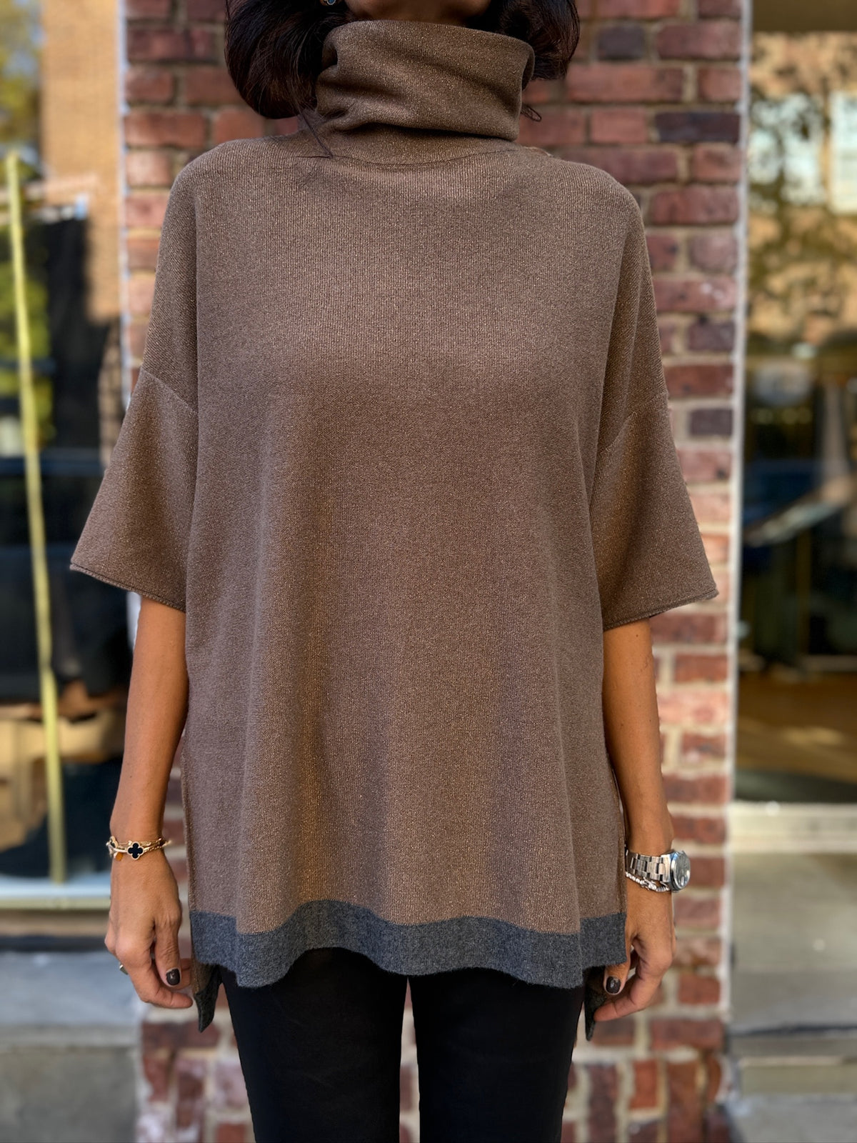 Brunello Cucinelli cashmere turtleneck poncho sweater