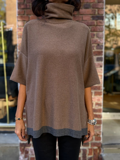 Brunello Cucinelli cashmere turtleneck poncho sweater