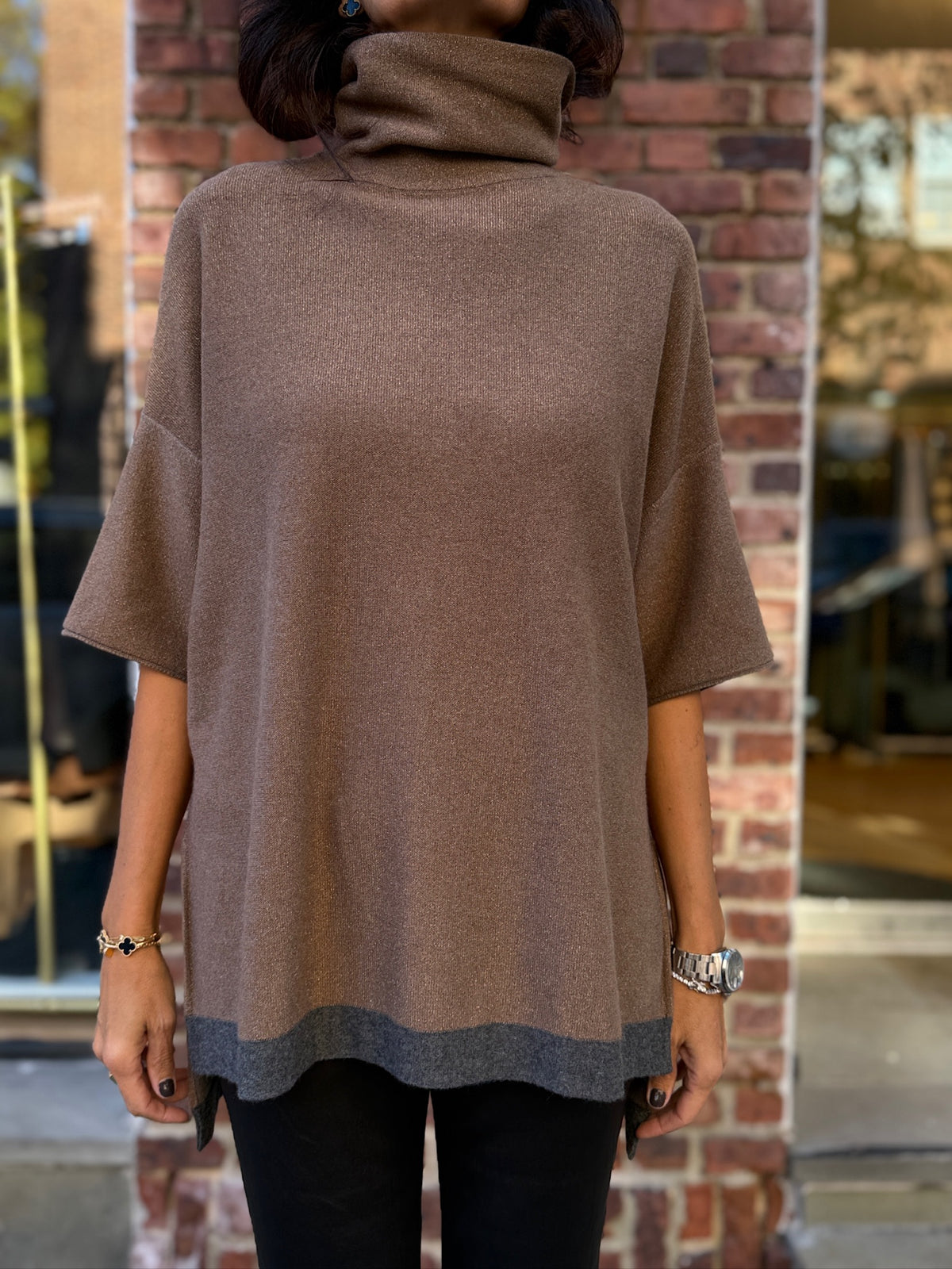 Brunello Cucinelli cashmere turtleneck poncho sweater, photo 2
