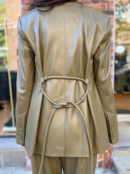 NANUSHKA Faux Leather LS  One Button Belted Jacket/XS