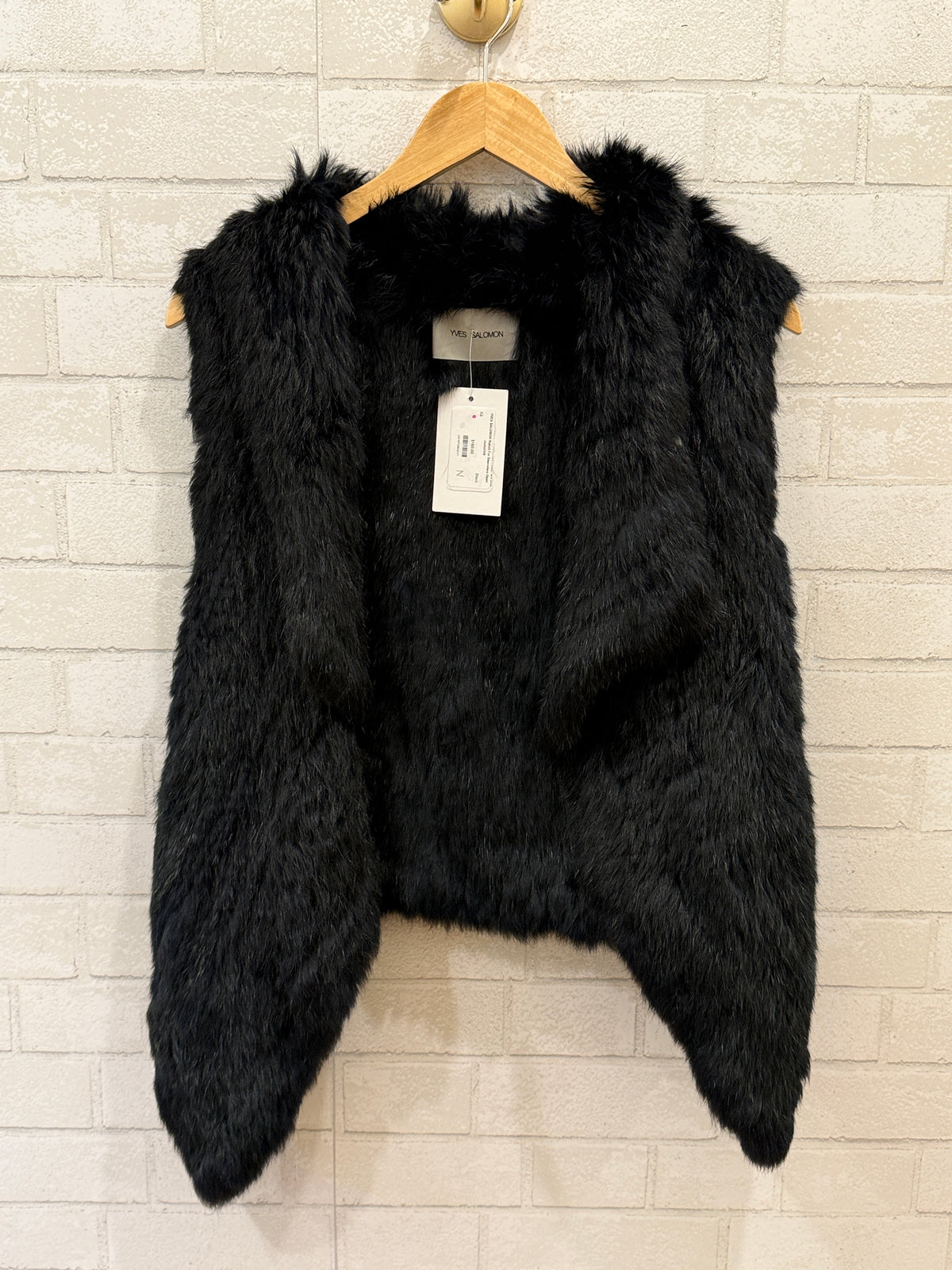 YVES SALOMON  Rabbit Fur Sleeveless Open Jacket/XS
