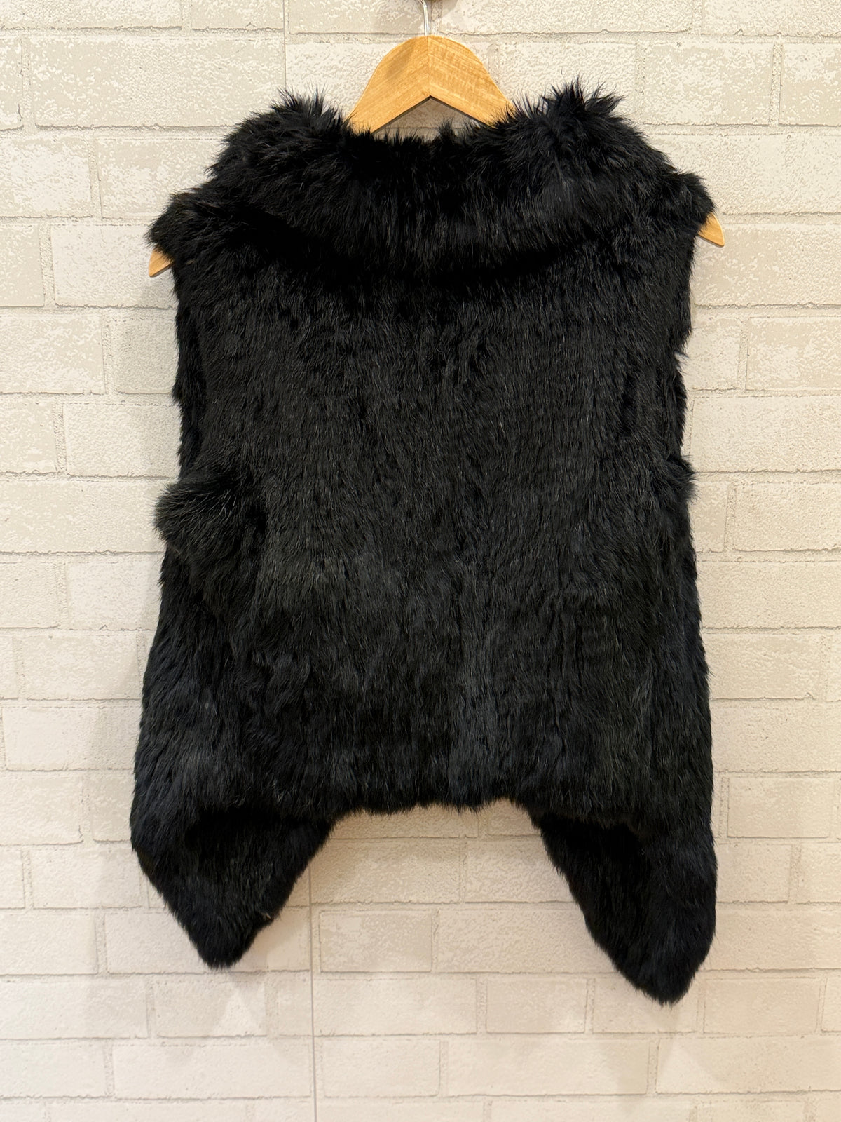 YVES SALOMON  Rabbit Fur Sleeveless Open Jacket/XS