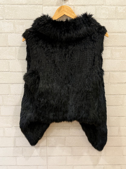 YVES SALOMON  Rabbit Fur Sleeveless Open Jacket/XS