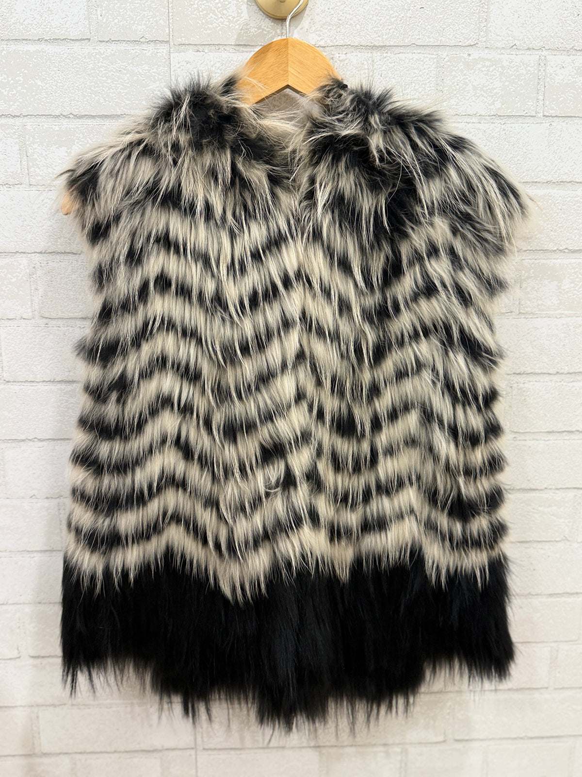 YIGAL AZROUEL Raccoon Fur & Silk Lining Hoodie Vest/L