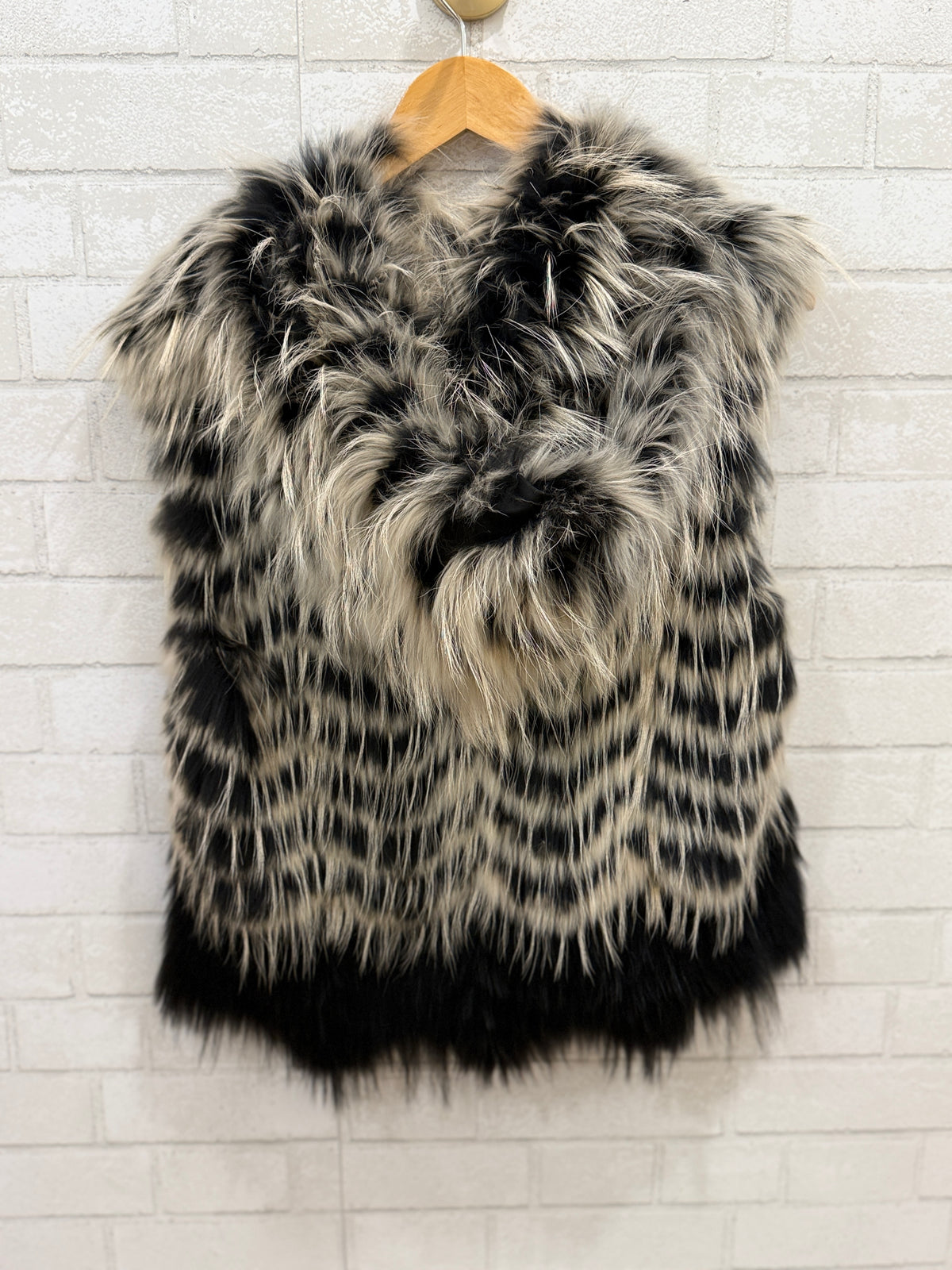 YIGAL AZROUEL Raccoon Fur & Silk Lining Hoodie Vest/L