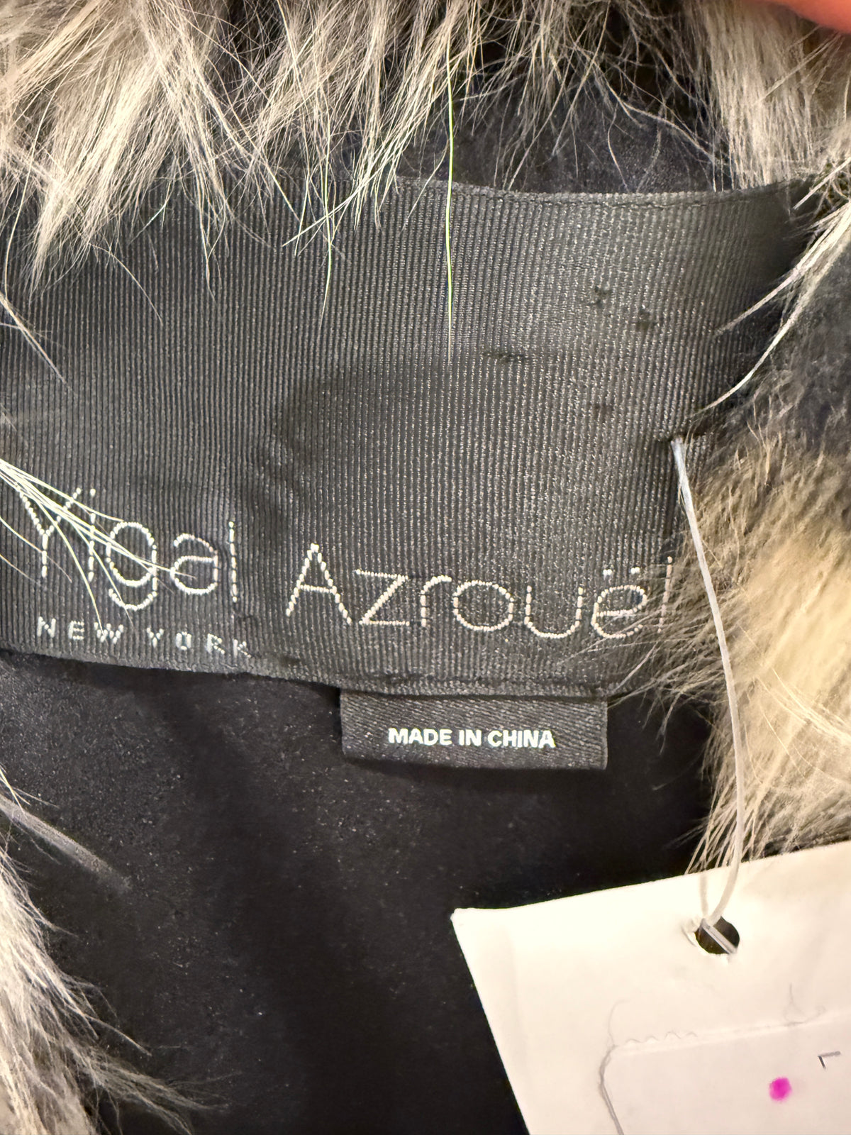 YIGAL AZROUEL Raccoon Fur & Silk Lining Hoodie Vest/L