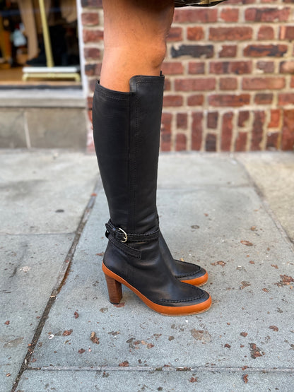 ULLA JOHNSON Leather Adler Buckle HHeels  High Boots/US8-EU39