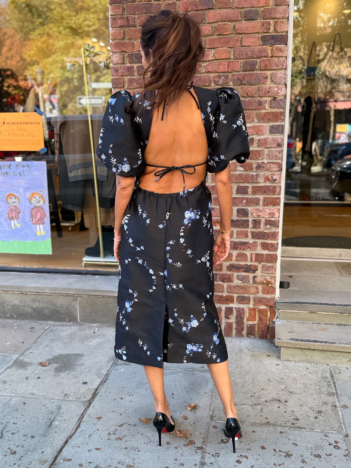 GANNI 3D Jacquard Open Back Midi Dress / M-EU38