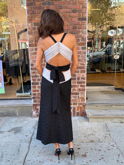 CHANEL Wool & Sequins Sleeveless Open Back Midi Evening Dress/S