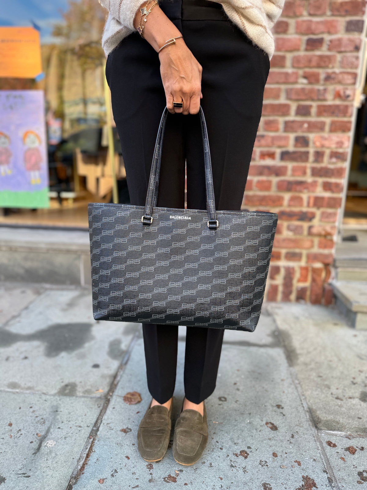 BALENCIAGA BB Monogram East-West Shopper Tote