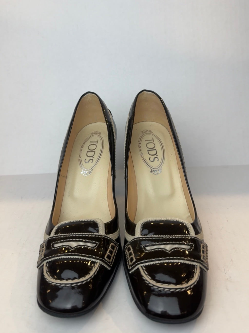 TODS Patent Leather Penny Loafer Pumps/6.5-EU37.5