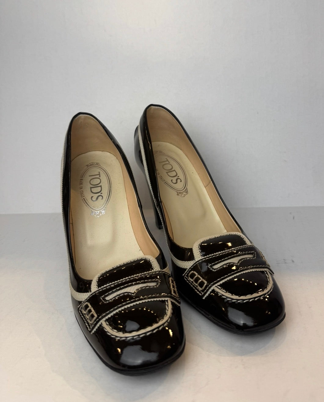 TODS Patent Leather Penny Loafer Pumps/6.5-EU37.5