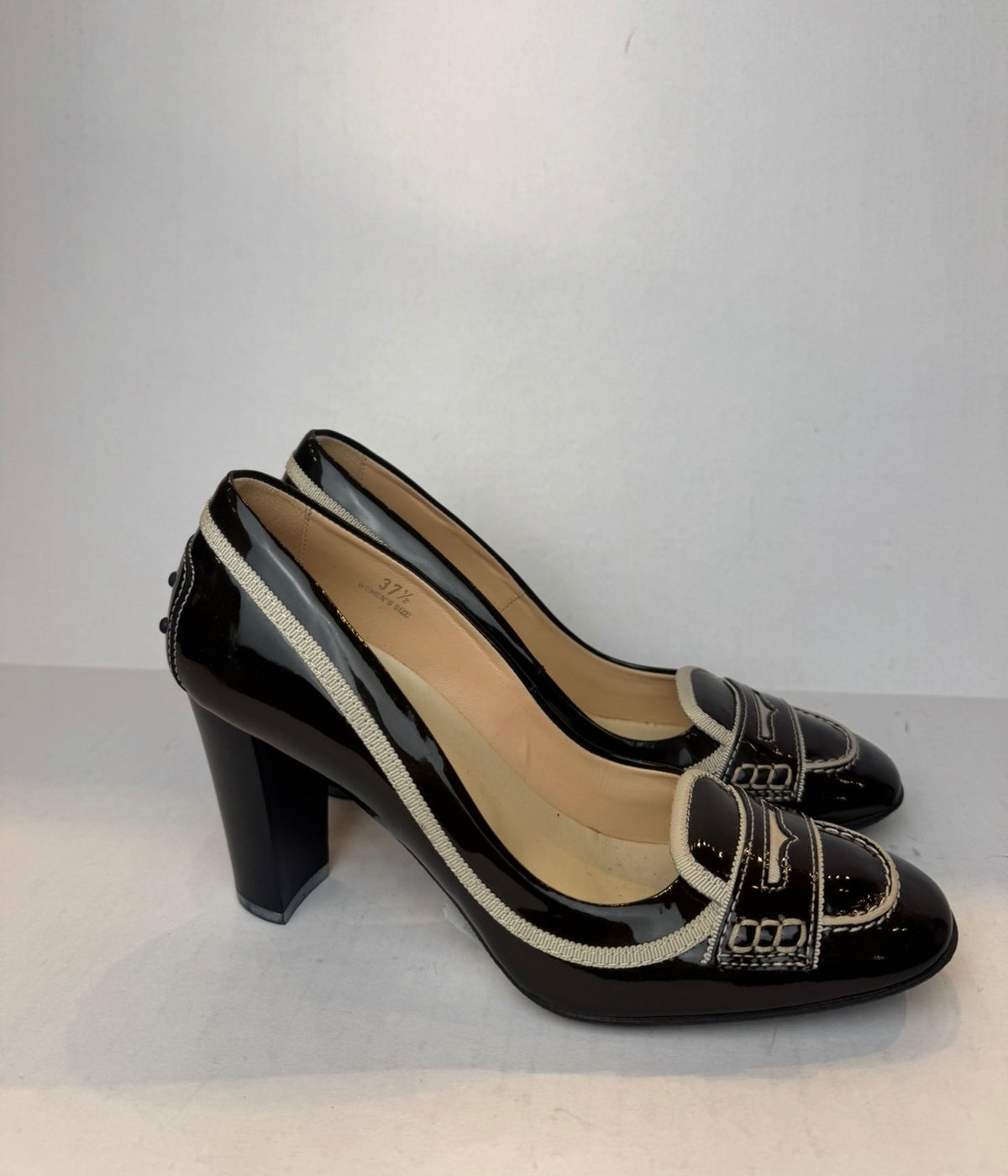 TODS Patent Leather Penny Loafer Pumps/6.5-EU37.5